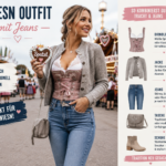 mittelalterliches brautkleid wiesn outfit mit jeans